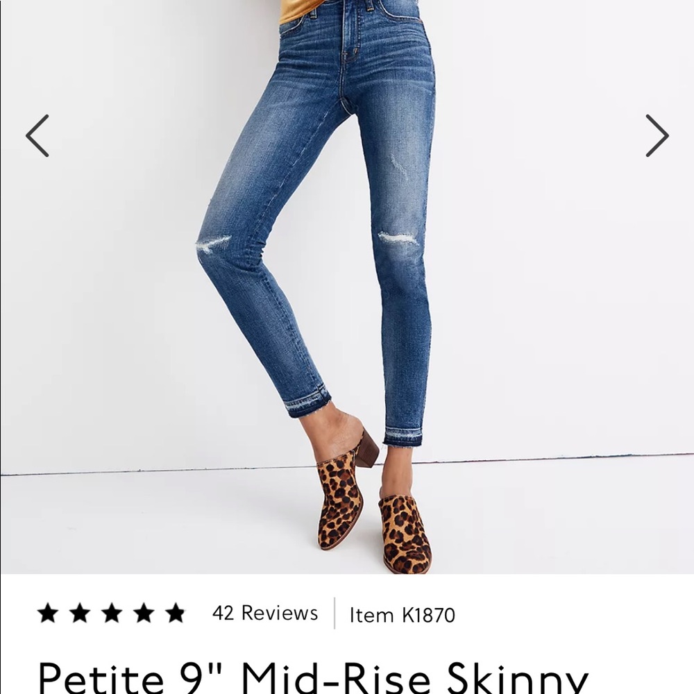 Madewell Petite 9" Mid-Rise Skinny Jeans in York Wash: Rip and Repair Edition